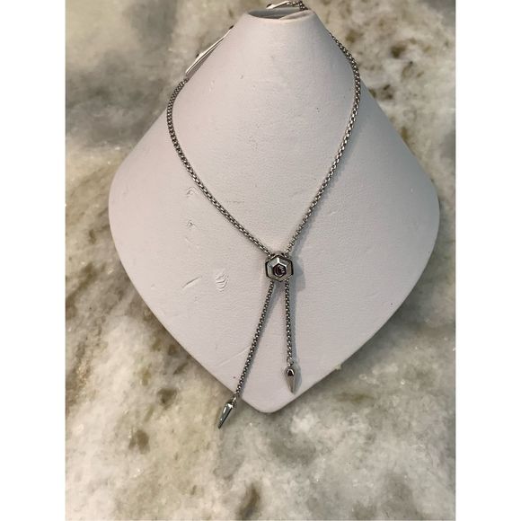 Lariat Bracelet with White Enamel and Crystal Bar - Picture 4 of 4